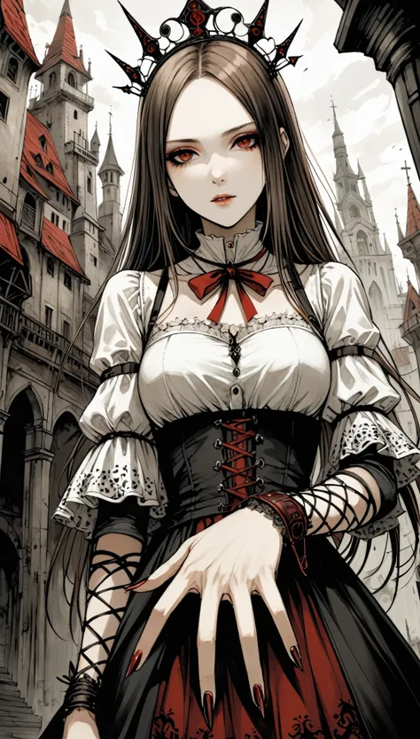 in style of Santiago Caruso,in style of American McGee
1 girl,{right hand extended reaching out:1.7},{POV right hand focus:1.8},{dynamic_angle:1.9},{hand zoom:1.5},{dutch angle:2.1},{blurry background:5.1},{sharp focus:1.4},{from_below:1.4},{virtual focus:...