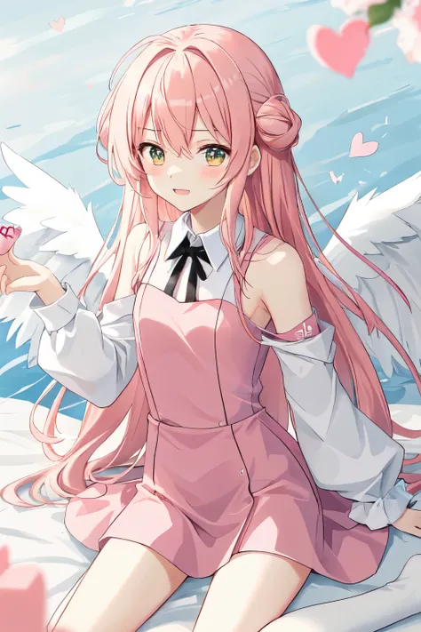 1_girl, (anime, kawai:2), (masterpeice, best_quality, clean:1.5), (sky_background:1.2), (cute, cute_smile, wholesome, young:1.8), (delicate, extremely_delicate, beautiful, thin:1.5), (girlfriend, angel:1.8), (green_eyes, simple_eyes:1.8) (long_hair, blond_...