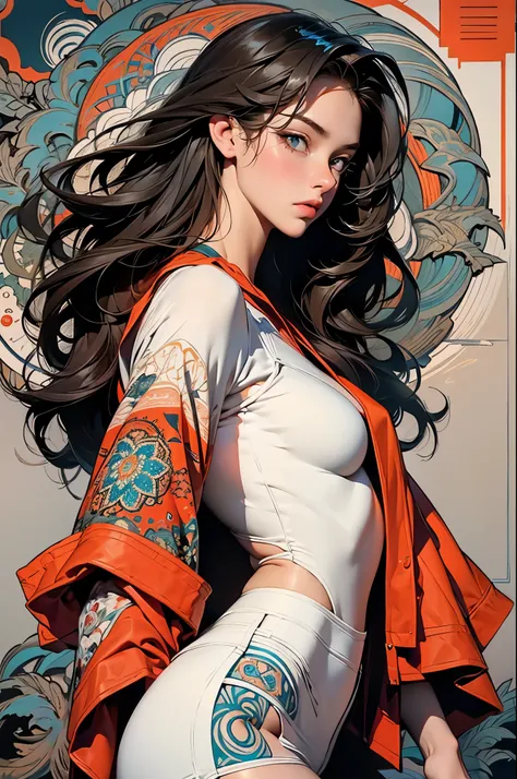 1girl,officialart,unity8kwallpaper,ultradetailed,beautifulandaesthetic,masterpiece,bestquality,(zentangle,mandala,tangle,entangle),dynamicangle,cowboyshot,themostbeautifulformofchaos,elegant,abrutalistdesigned,vividcolours,romanticism,byjamesjean,robydwian...