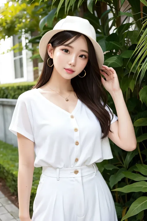 woman　White clothes　model