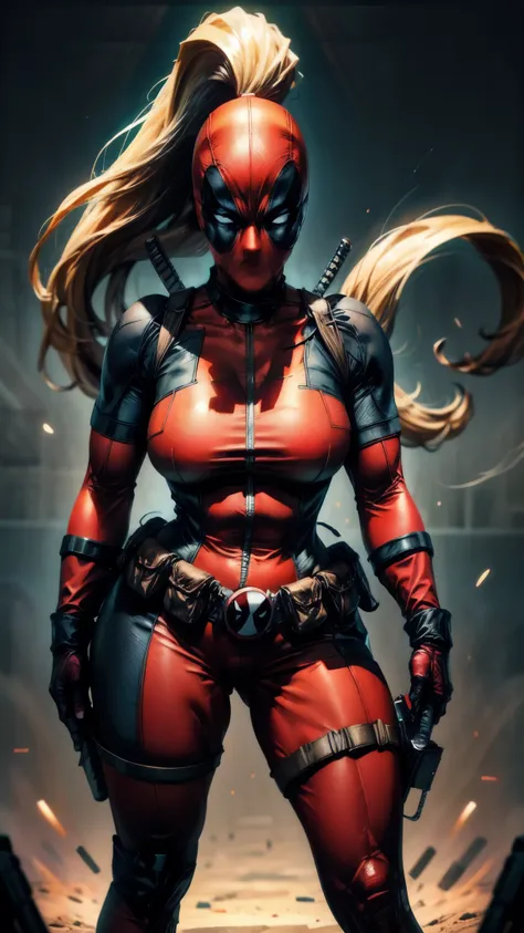 masterpiece, best quality, highres, contrapposto,
bodysuit_lady_deadpool_ownwaifu,
1girl, mask, blonde hair, ponytail, long hair...