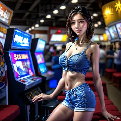  GameShow event girls in sexy costume, (((Song Joo A))) clearly visible the shape of Butt, Full of (Game machine),(pleasure in heaven, life and eternity). (Full body shot:1.2),intricate,ultra detailed,expression art,grand scale,epic,zoomed out,wide angle. ...