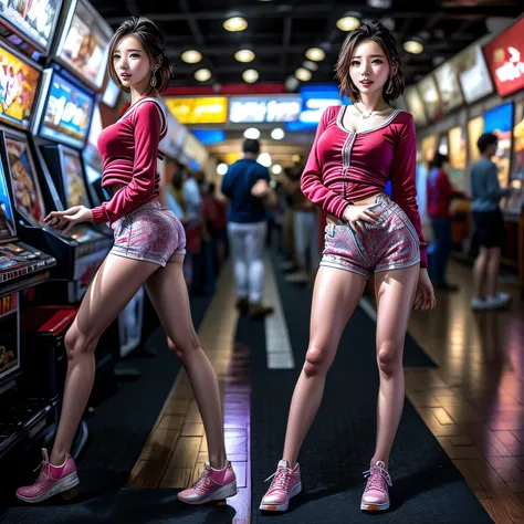  GameShow event girls in sexy costume, (((Song Joo A))) clearly visible the shape of Butt, Full of (Game machine),(pleasure in heaven, life and eternity). (Full body shot:1.2),intricate,ultra detailed,expression art,grand scale,epic,zoomed out,wide angle. ...