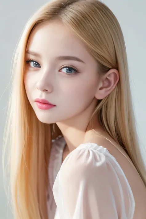Dazzling golden shine、Silky baby blonde fine hair、Super long straight hair、Hitting the face and front of the eyes、bright, Very beautiful pale marine blue eyes、Sheer white and wet nightgown、Nordic youth、Perfect body、White beautiful skin、Glowing Skin、Small F...