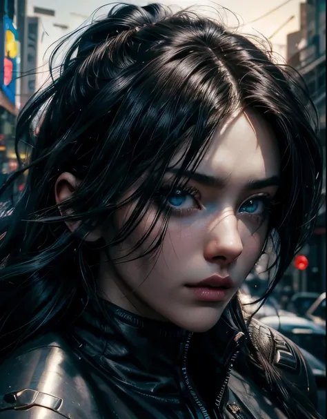 solo, Sasha Yakovleva, Cyberpunk 2077, Edgerunner, Night City, cyberpunk character concept art, ((masterpiece)),((high resolution)),((best quality)), extremely fine and beautiful, super fine illustration, (realistic skin), (insanely detailed blue eyes), lo...