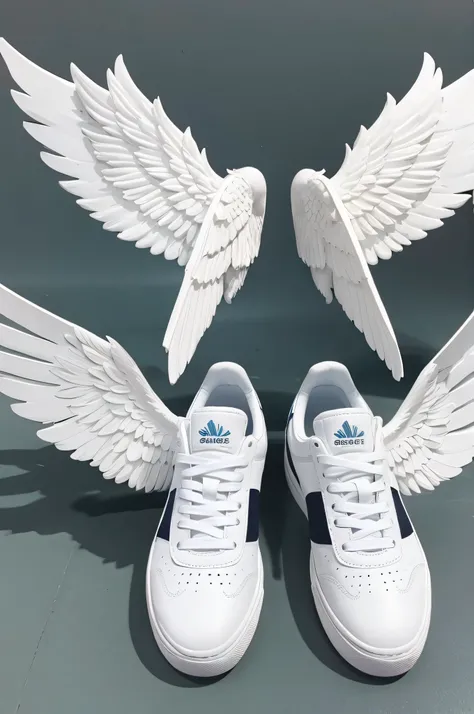 White sneakers with wings growing from the sides