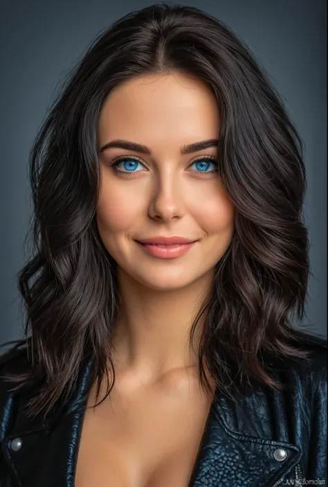 realistic portrait photo of a beautiful woman with black hair, Russian HDR, ultra textured skin, man of influence, cute faced, blue colored eyes, no-makeup, instagramart, 4K, very detailled, medium breasts, Round ass, wearing black lingerie, Bra Black, bla...