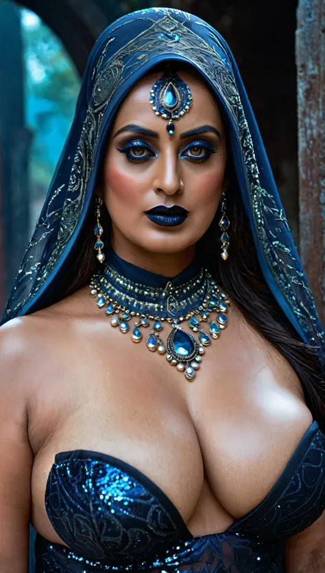 Looks like Mahie Gill, full body Closeup shot, Big chubby aunty, milf, cougar lady witch, horny Gothic milf, evil mommy, naughty evil woman, satan woman, 70 years old gorgeous mature lady, pervert demoness, demoness of lust, curvy, black lips, horny face, ...