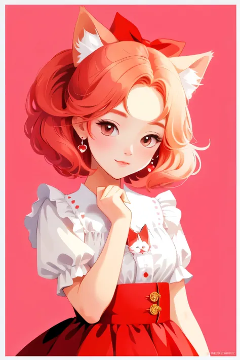 ((best quality)), ((​masterpiece)), (detailed), a cute vector of a kitten with cherry, anime-style, M Jenni-Stil, digital Illustration, Close to perfection, muito detalhado, smooth, keen focus, Illustration, 4K resolution