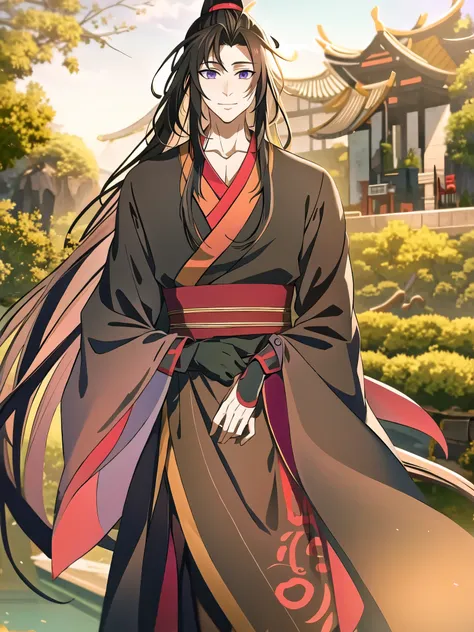 (masterpiece, best quality: 1.2), 1 male, 18 years old, solo, wei wuxian, mo dao zu shi, mdzs, black-red-purple clothes, purple ...