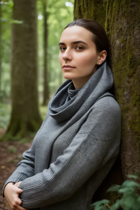 portrait de S209_NastyaTitorenko,A magnificent woman,in an (forest:1.1),wear one (cowl neck:1.1),(8k, photo brute, best quality, depth of ﬁeld, ultra haute résolution:1.2),(absurdists, complexe, Photorealistic, head of&#39;artwork, ultra-detailed:1.3),