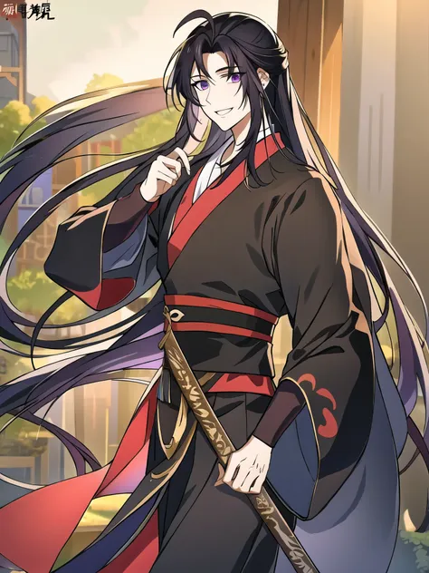 (masterpiece, best quality: 1.2), 1 male, 18 years old, solo, wei wuxian, mo dao zu shi, mdzs, black-red-purple clothes, purple ...