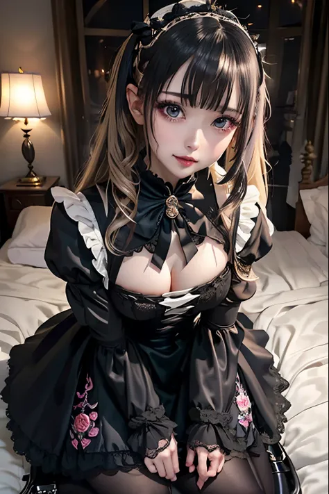 ハードなDark Gothicメイク、Black dark eyeshadow、sad、Good skin radiance、Dark Gothicメイク、Dark smile、palace、The beauty of fragrance、24-years-old、Expressions of intense sexual pleasure、Embarrassed look、Dark Gothic、Highest quality、Expression of sexual pleasure without p...