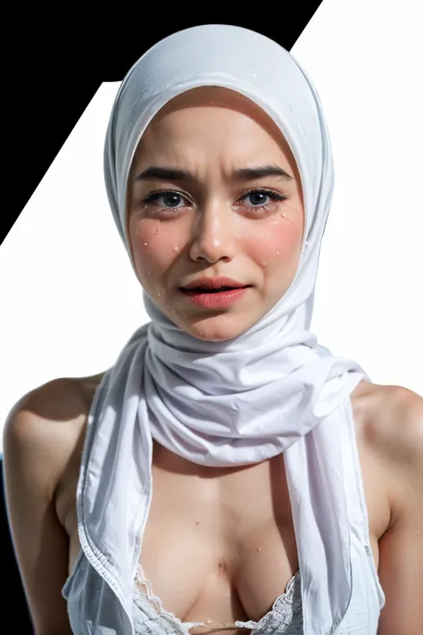 ((TINY THIN)), ((CRYING FACE EXPRESSION :1.5)), ((ULTRA RESOLUTION)), ((UHD)), ((8K)), ((((HALF BODY  PORTRAIT)))), ((HIJAB G-STRING & THONG)) ((NAKED WHITE)), (FLUORESCENCE BACKGROUND), (SAGGY :1.5)