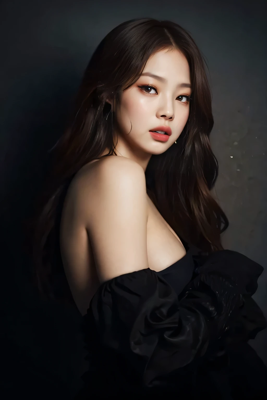 jennie blackpink hd mega huge breasts small waist giant hips hourglass long copper hair