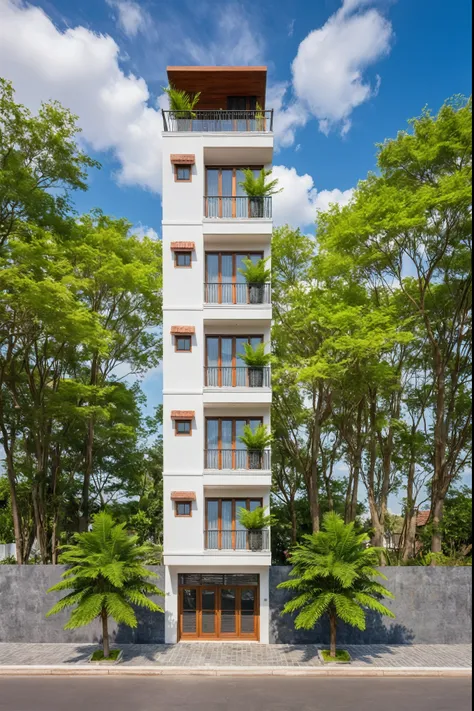 Raw photo,Masterpiece, high quality, best quality, authentic, super detail,
exterior, outdoors, house style indochine on the street ,aiaigroup
road,pavement, grass, trees, sky, cloud, (day:1.1), vivid colour,