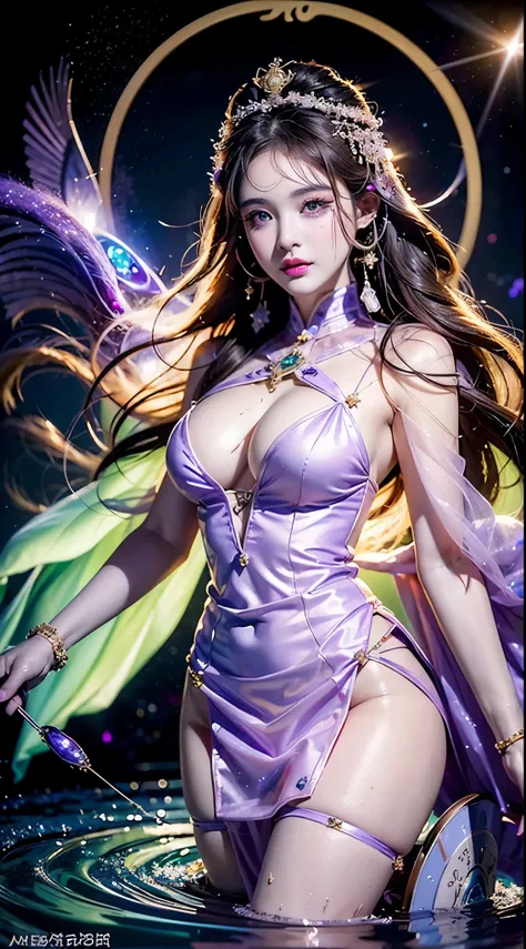 One 20-year-old girl, 1. Goddess Athena, Pink purple silk dress, The beautiful, flawless face of the goddess Athena, delicate yellow nightgown, Lots of sexy black lace detailing、Long sheer sequined nightgown, A beautiful pale red silk half veil, Legends of...