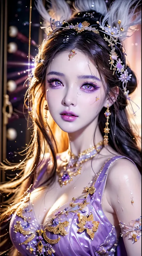 One 20-year-old girl, 1. Goddess Athena, Pink purple silk dress, The beautiful, flawless face of the goddess Athena, delicate yellow nightgown, Lots of sexy black lace detailing、Long sheer sequined nightgown, A beautiful pale red silk half veil, Legends of...