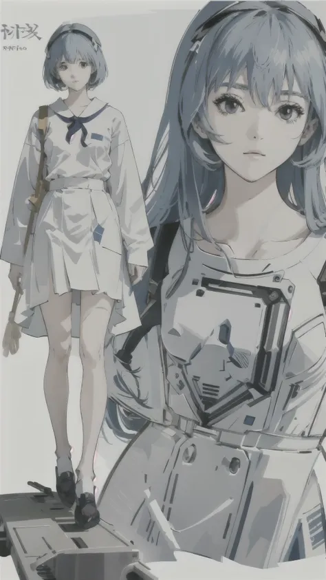 Rei Ayanami、militaryru、summer、detailed、masterpiece、Reference Art、Reference Sheet、Multiple Views、Reference Sheet、Model Sheet