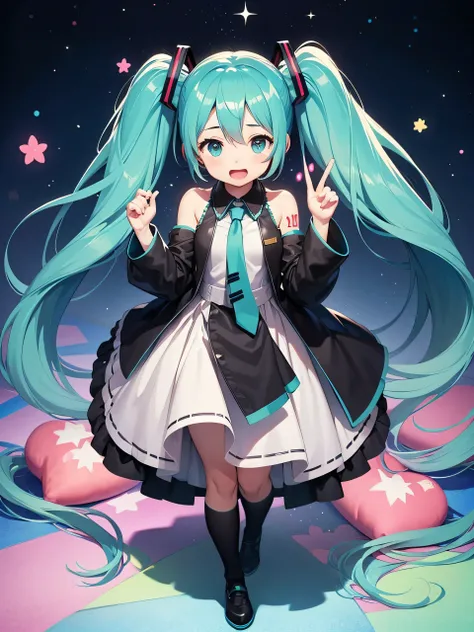 Young HatSune Miku、girl、Solo、girl、Child&#39;S 、Striped pantieS、clotheS、Puffy Short SleeveS、flare Skirt、ClotheS are See-through、From below、Spread your legS、See-through pantieS、PantieS that get wet、iS See-through、Back view、Underwear wedgie、Butt、On all fourS、...