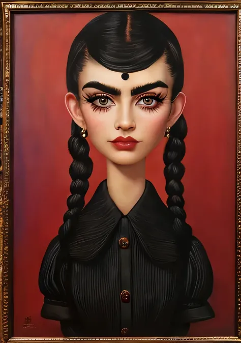 painting of an ugly woman with very thick and hairy eyebrows, Styled by Mark Ryden, 