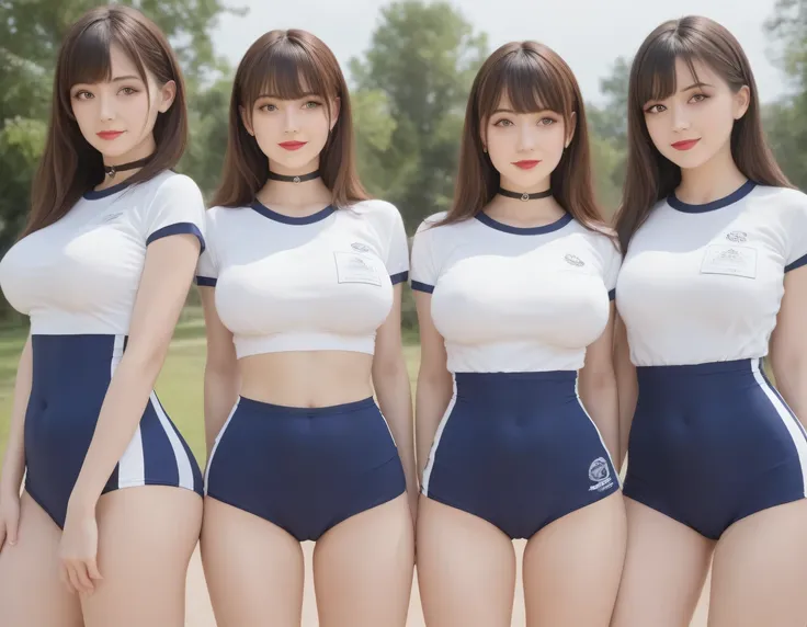 score_9, score_8 up, highest quality, idol group，cowboy shot，shot from medium distances，student，tight gym wear, bloomers, adorab...