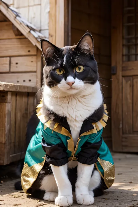 A beautiful cat is wearing a beautiful costume and it says HUT RI from KUMEKUI 