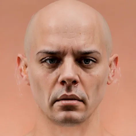 there is a man with a bald head and a bald hair realistic face, shaven face, bald head and menacing look, shaved face, beskinski, extremely realistic face, real detailed face, hyperdetailed perfect face, face very realistic, realistically rendered face, hy...