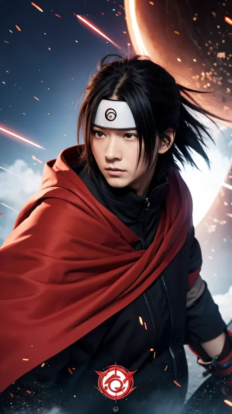 Generate an image showing the uchiha clan saves the earth