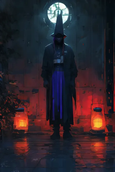 Full body shot: 1.5, (((night, dark, vampire))) Hood opens his mouth,Bare fangs, Red and Black background, Optical, Panoramic lighting, Atmospheric perspective, at night, dark, investigation: 5D , Clear facial features, vampire翅膀张开, Impressive details, Ult...