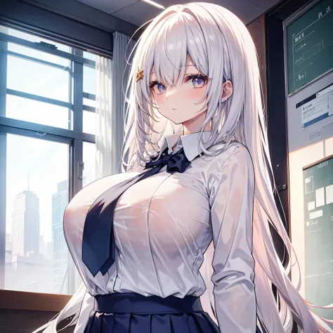 4K,High resolution, (Highly detailed CG,8k,wallpaper)、One Teenage Woman,(((Slender,Upper Body,tall,Big Breasts,torso is long,(school uniform)))),(Clean detailed eyes),(Huge breasts),(Huge breasts),(Huge breasts),(Huge breasts),(((Huge breasts))),(Super Bre...