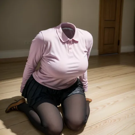 (invisible, no humans:1.7, headless:1.7, handless, legless), skirt, (close-up to breast), cute big breast, fat, chubby,school polo shirt,from side, cute pose, long sleeve, on floor, black leggings,
(8k, RAW photo, best quality, masterpiece:1.2), (realistic...