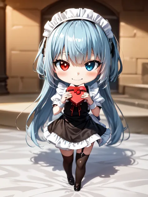 one girl、solo、luminous_valentine、(moe:1.10)、cute maid outfit、((chibi character:1.2))、beautifully colored eyes、luminous valentine...