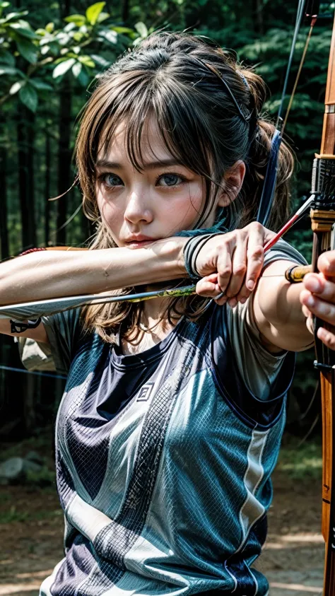 Archery competition、The moment of releasing the bow、nervous