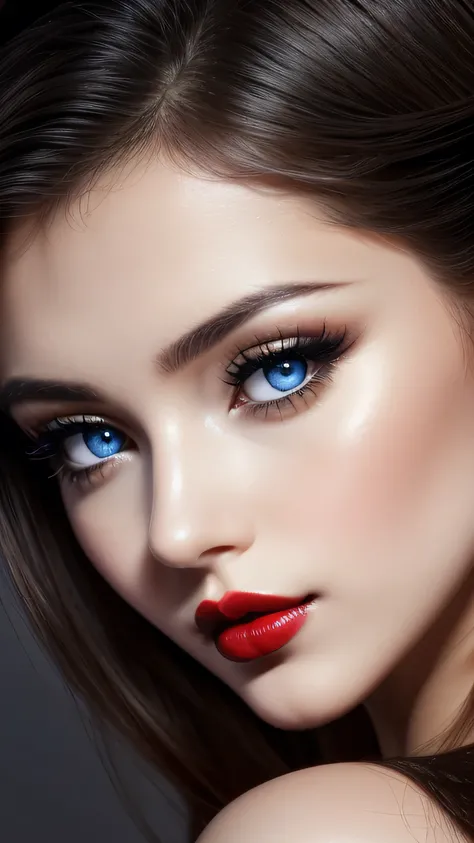 night bokeh effect background, Perfect Eyes, Great face, Beautiful appearance, ((Red lips, Bright Eyes, Curve Heir 1.5)), ((Beautiful detailed body)), Amazing gorgeous, amazing beautiful face, Pretty face, Bright Eyes, Updo Elegant Hair, Blurred gray tone ...