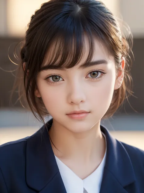 One Girl，(1人のとてもcute女の子:1.3)，masterpiece，Highest quality，High resolution，From below，Low - Angle，Photorealistic，RAW Photos，Ray Tracing，Physically Based Rendering，beautiful girl，(15 years old:1.3)，cute，Round face，Big eyes，(detailed pupils:1.2)，(The face is f...