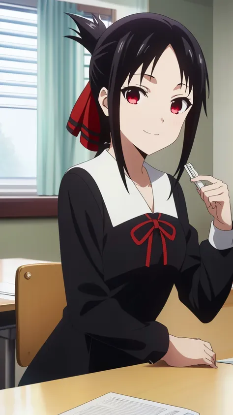 (best quality, masterpiece, 8k:1.2), anime, detailed,
shinomiya kaguya,1girl, solo, (black hair:1.2), side lock, red eyes, short...