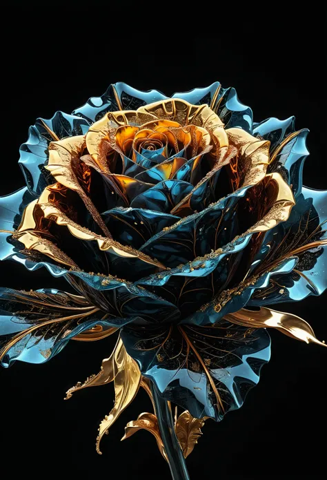 cinematic photo breathtaking hyperrealistic art A digital illustration combining elements of two images: a scene of black, charred roses with faetastic Glowing embers amidst a dark, ash-covered ral-oilspill ground, and an shiny intricate fractal design res...