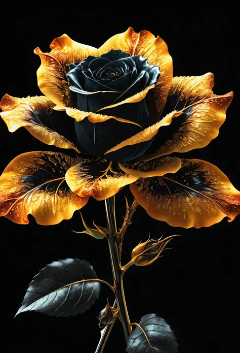 cinematic photo breathtaking hyperrealistic art A digital illustration combining elements of two images: a scene of black, charred roses with faetastic Glowing embers amidst a dark, ash-covered ral-oilspill ground, and an shiny intricate fractal design res...