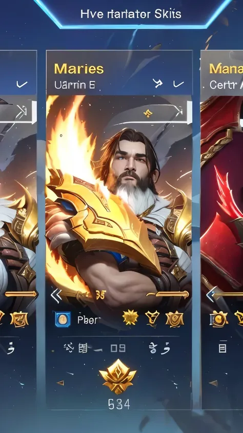 character martis skin "god of war" mobile legends, realistic