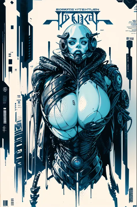 lovecraftian lady gaga, sexy cyborg body part, magazine cover, poster art , lovecraftian creative creatures, hint of vibrant, bo...