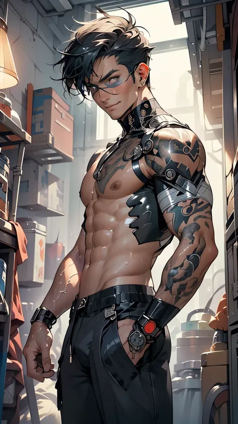 man:1.5,1 man,cyborg man,(1man),((one eyepatch, pirate man, cyborg, robotic arm, short hair)),

(((1male,handsome man,male,male gender:1.5,male focus))),macho man,

(((lustrous skin:1.5,tanned skin,bright skin: 1.5,skin tanned,shiny skin,very shiny skin,sh...