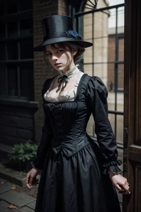 jack the ripper haunting victorian women during victorian era, realistic, terrorific, mistery, dark