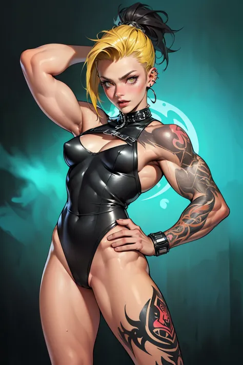 (high resolution, pixel perfect, gorgeous illustrations), (hyper quality, muste piece, etheric: 1.4), ((nsfw)), cowboy shot, face focus, ((1girl)), (boyish, cheeky girl), (((teenage girl))), (hairy_woman), (((punk))), hot Rocker punk girl, ((((sexy pose, o...