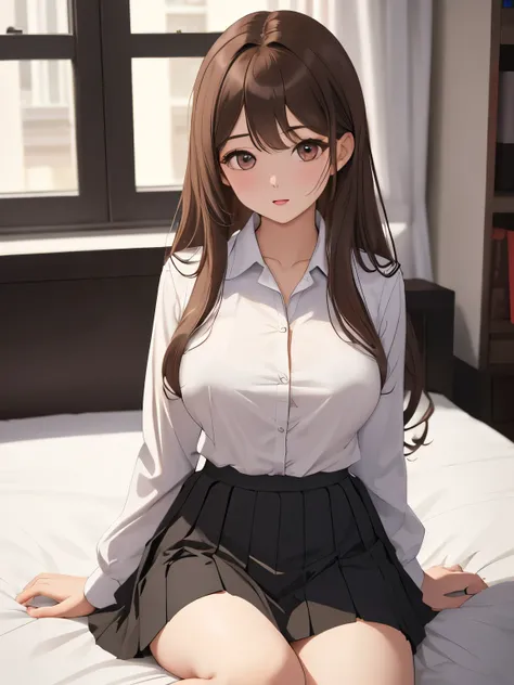 masterpiece, best quality, very aesthetic, absurdres, 8k, 16k, highres, super fine illustration,
blurry background, depth of field,
natural light, soft lighting,
perfect fingers, good hands,
BREAK
1girl, solo, long_hair, breasts, looking_at_viewer, skirt, ...