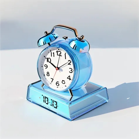 (tu biao),3D,no humans,white background,simple background,still life,shadow,science fiction,alarm clock,three sided view, 8k, super detail, best quality