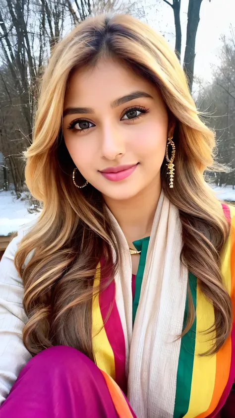 lovely cute young attractive indian girl, brown eyes, gorgeous actress, 25 years old, cute, an instagram model, long blonde_hair...