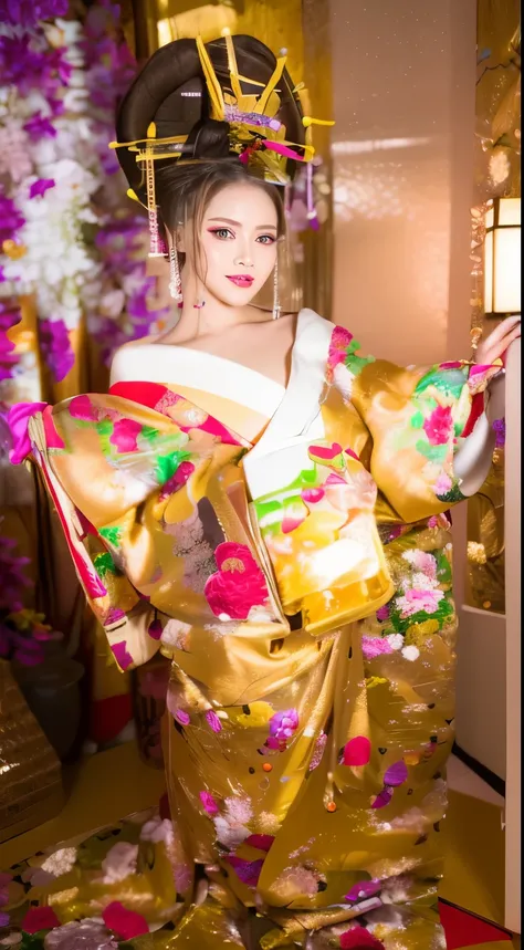 ((masterpiece(:1.4),Highest quality,Ultra-high resolution,Highest quality,8k,Extremely detailed,In detail))。night,Japanese,(A beautiful woman),glossy,slim,Large Breasts(1.6),sexy,glamorous,Golden Ratio Style,Perfect Style,White powder applied to face and n...