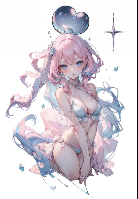 ((Elf girl)),((wavy hair, pink hair color, pale skin),(((light blue eyes))),, warm light,( 16 years old),busty,Glamour,Gorgeous,monochromes,erotic posing,Dynamic Posing,Arrange Pose,Dramatic,Cinematic,Detailed background, Dynamic Angle,From the angle of th...