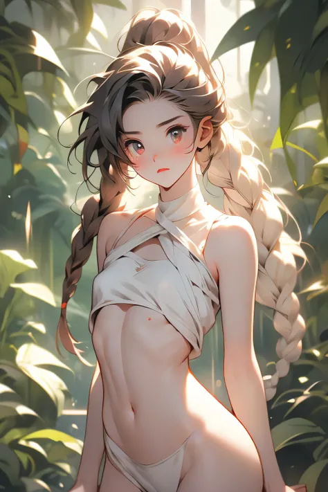 ((best quality)), ((masterpiece)), (detailed), 1girl, (big forhead:1.2),extremely detailed cute anime face, (((flat chest))), (flat chest:1.1),((((long twin braids,tight braids,long braid,braided hair,long hair)))),intricate eyes,beautiful detailed eyes,sy...